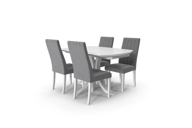 El juego de mesa de comedor de loft blanco