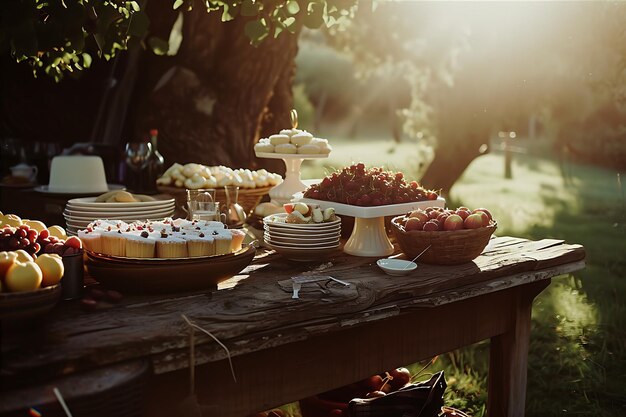 El juego de mesa de postres de bodas de Bohemia