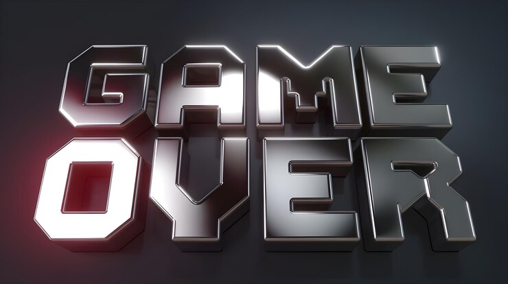 Foto juego metálico 3d sobre texto diseño de juegos de acabado de chrome