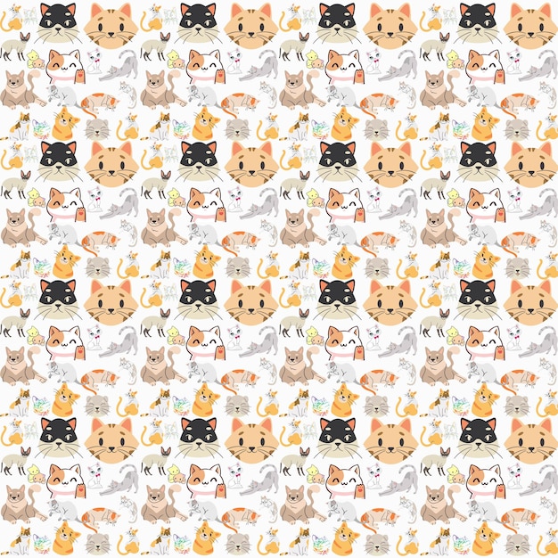 Foto juego de patrones de gatos en papel digital, listo para imprimir juego de patrones de gatos en papel digital