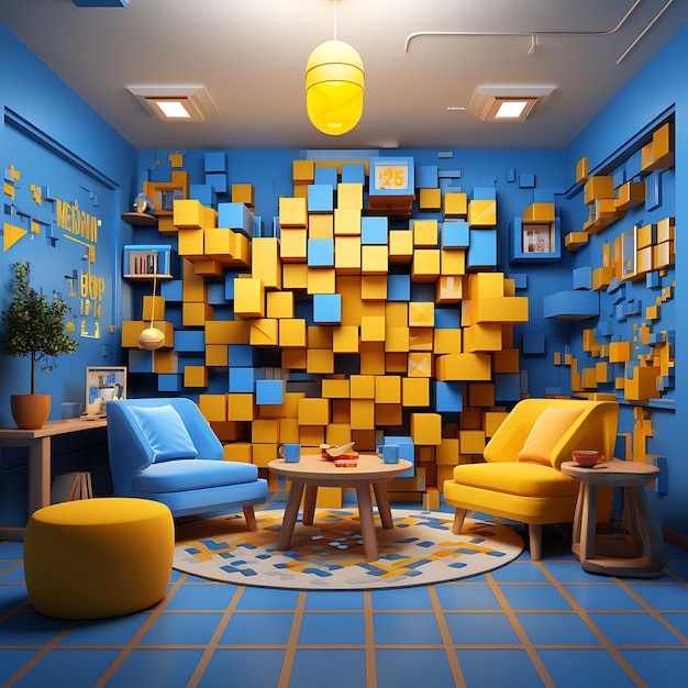 Foto juego de rompecabezas para niños con decoraciones de cerebro rubik's c ilustración decoración de fondo de tendencia.