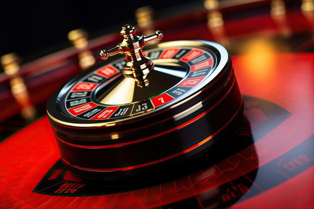 Juego de ruleta de casino de cerca de una bola de ruleta