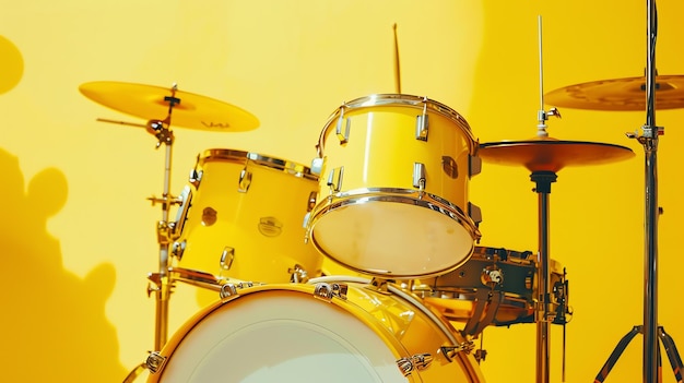 Foto un juego de tambores es un conjunto de tambores y otros instrumentos de percusión típicamente tocados por una persona