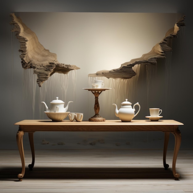 un juego de té en una mesa