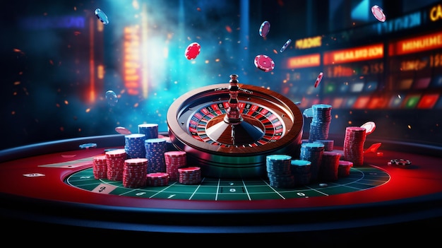 Juegos de casino telón de fondo pancarta ilustración en 3D