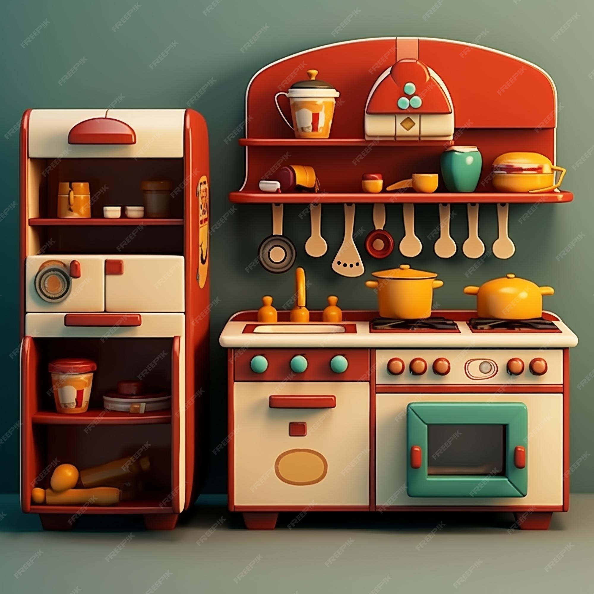 Juegos de cocina de juguete de dibujos animados 3d