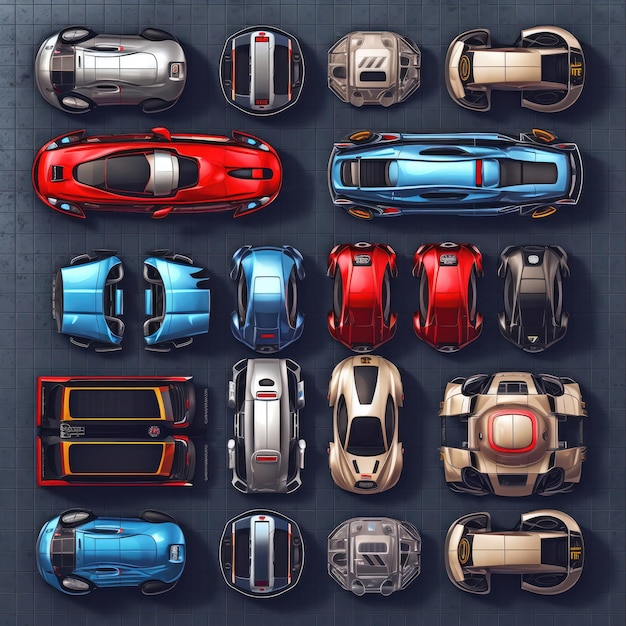 juegos de velocidad coches de carreras top ai generado transporte de objetos plano de unidad rápida fondo juegos de velocidad carreras de coches top ilustración