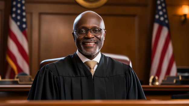 Juez encantado asegurando la justicia en el tribunal de inmigración