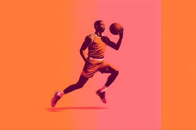 Un jugador de baloncesto con una camiseta roja.