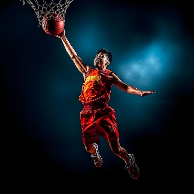 Un jugador de baloncesto está lanzando la pelota y el número 2 está en la parte de atrás de su camiseta.