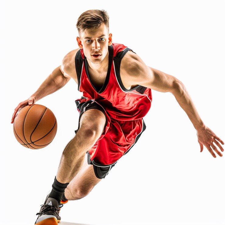 jugador de baloncesto con la pelota en la mano