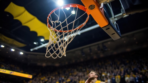 Foto un jugador de baloncesto se prepara para golpear la pelota en el aire