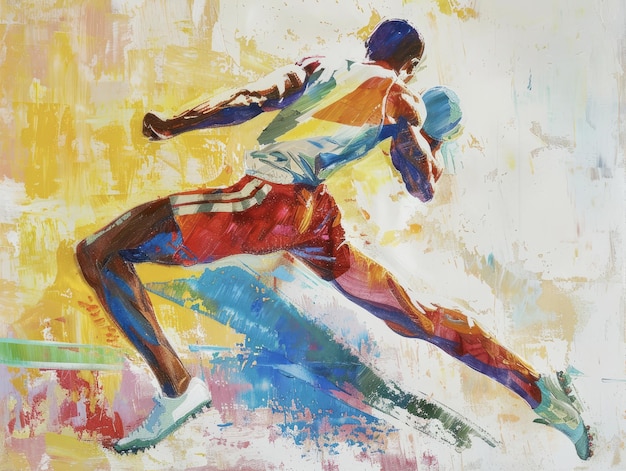 Jugador de balonmano dinámico en acción Pintura