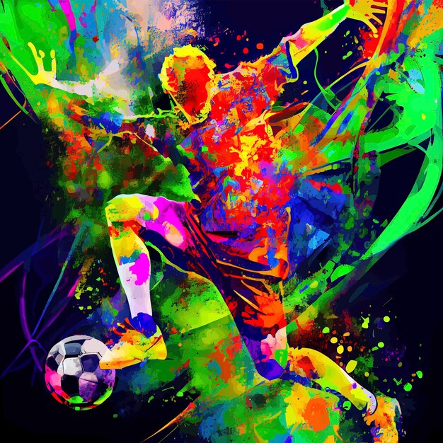 Foto jugador de fútbol abstracto con pelota