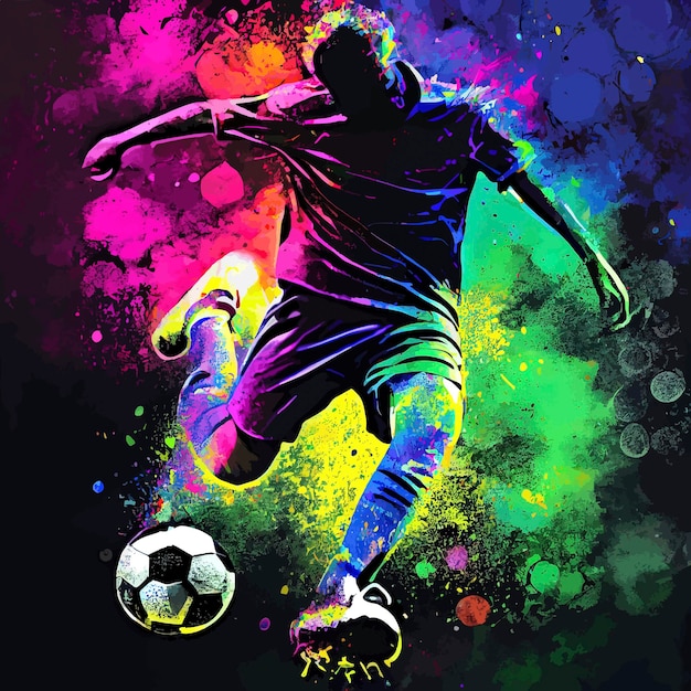 Jugador de fútbol abstracto con pelota