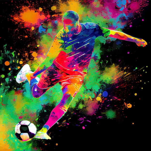 Jugador de fútbol abstracto con pelota