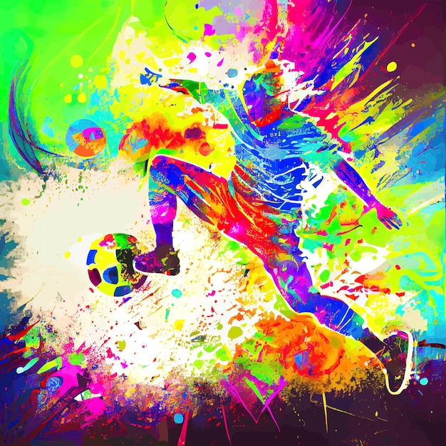 Jugador de fútbol abstracto con pelota