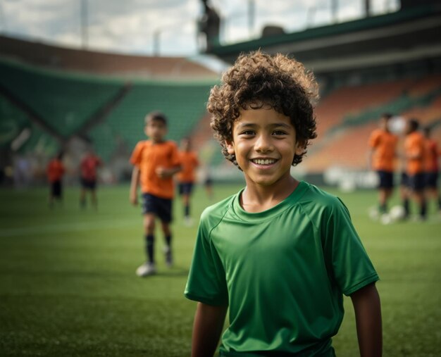 Jugador de fútbol brasileño con camisa verde