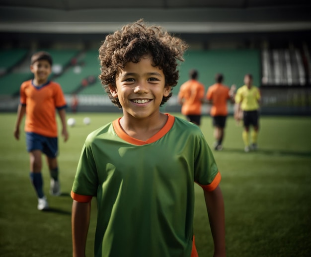 Foto jugador de fútbol brasileño con camisa verde