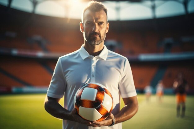 Jugador de fútbol en el estadio