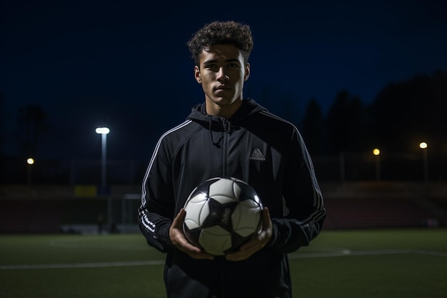 jugador de fútbol masculino en el campo de fútbol.