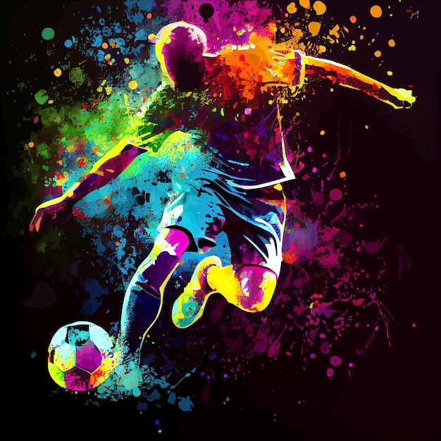 Jugador de fútbol pateando la pelota