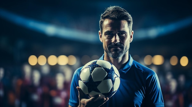 Jugador de fútbol con una pelota de fútbol.