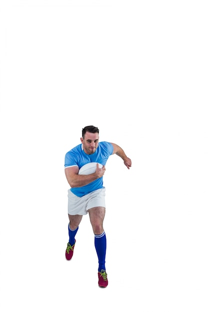 Jugador de rugby corriendo con la pelota