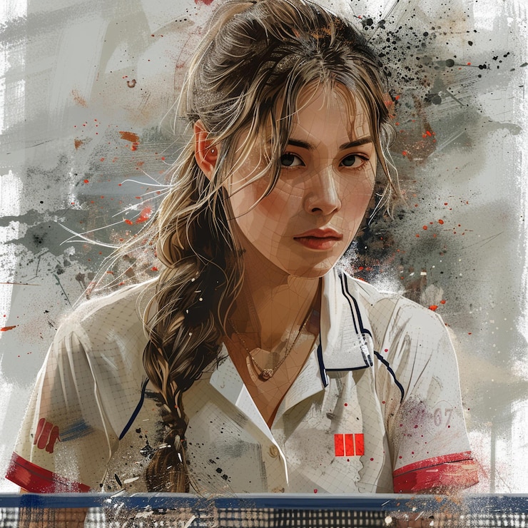 Un jugador de tenis de mesa arte digital