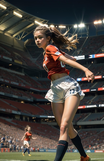 jugadora de fútbol femenina Jugadora de fútbol femenino hermosa