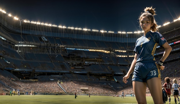 jugadora de fútbol femenina Jugadora de fútbol femenino hermosa