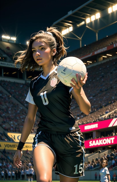 jugadora de fútbol femenina Jugadora de fútbol femenino hermosa