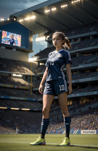 jugadora de fútbol femenina Jugadora de fútbol femenino hermosa