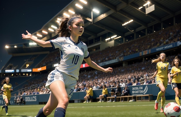 jugadora de fútbol femenina Jugadora de fútbol femenino hermosa