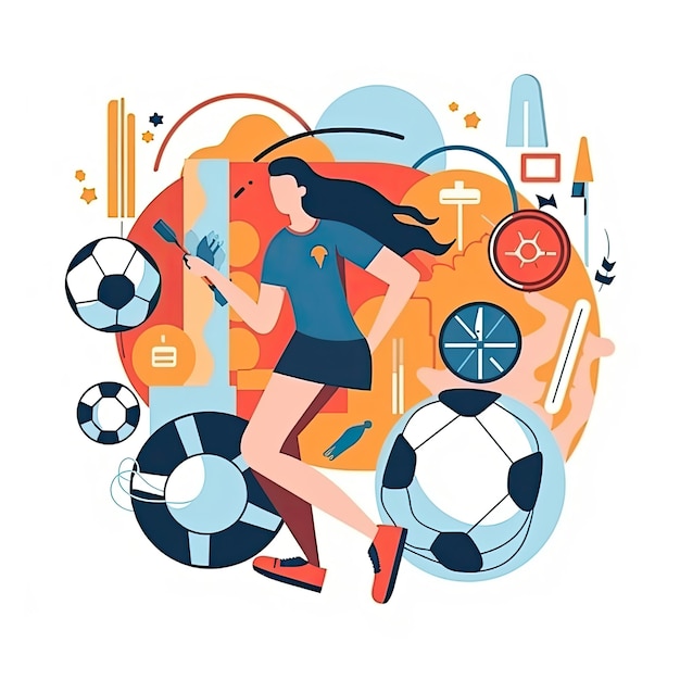 Foto jugadora de fútbol femenino pateando una pelota de fútbol diseño de camiseta vectorial graffiti ai generado