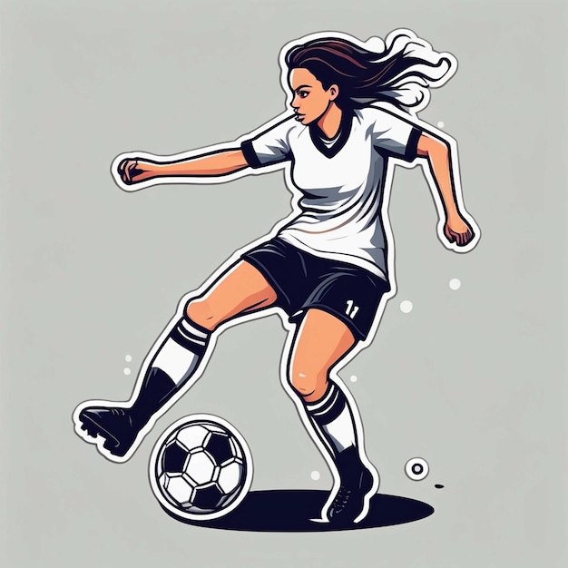 jugadora de fútbol femenino pateando una pelota de fútbol