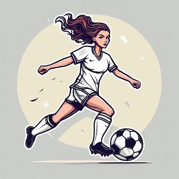 jugadora de fútbol femenino pateando una pelota de fútbol
