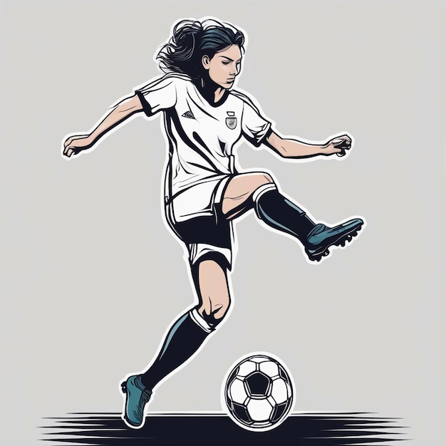 jugadora de fútbol femenino pateando una pelota de fútbol