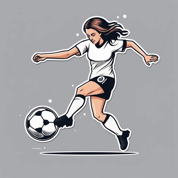 jugadora de fútbol femenino pateando una pelota de fútbol