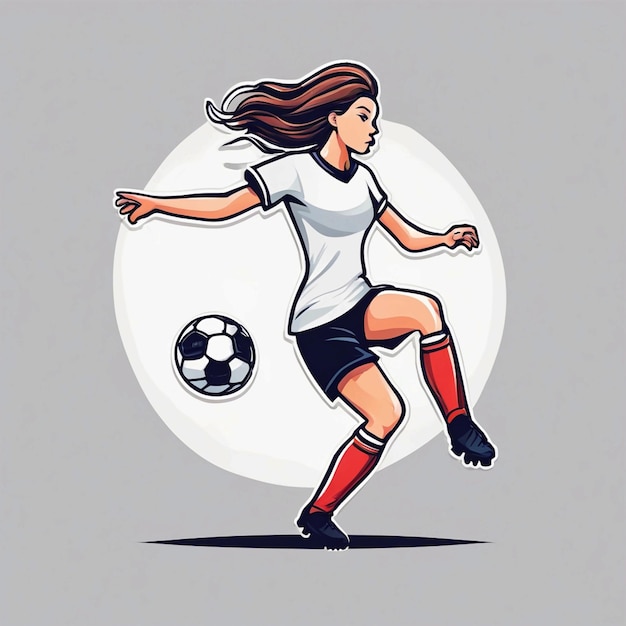 jugadora de fútbol femenino pateando una pelota de fútbol