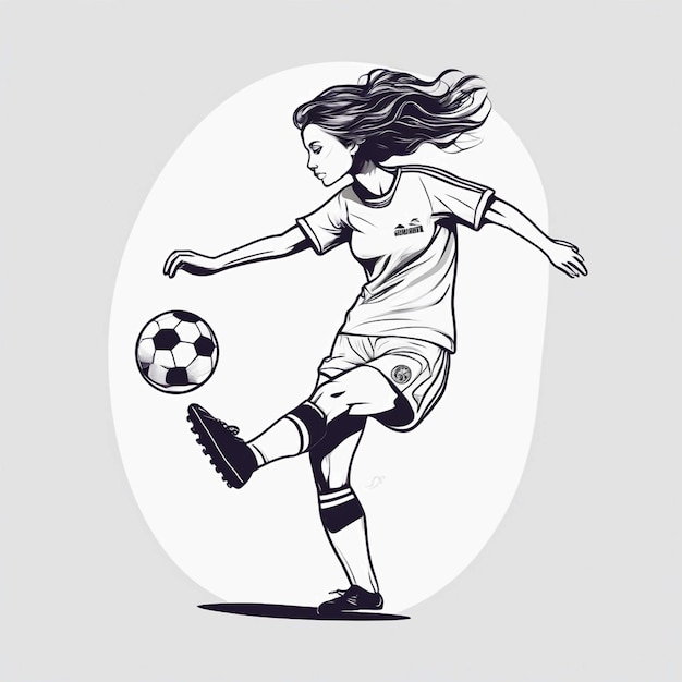 Foto jugadora de fútbol femenino pateando una pelota de fútbol