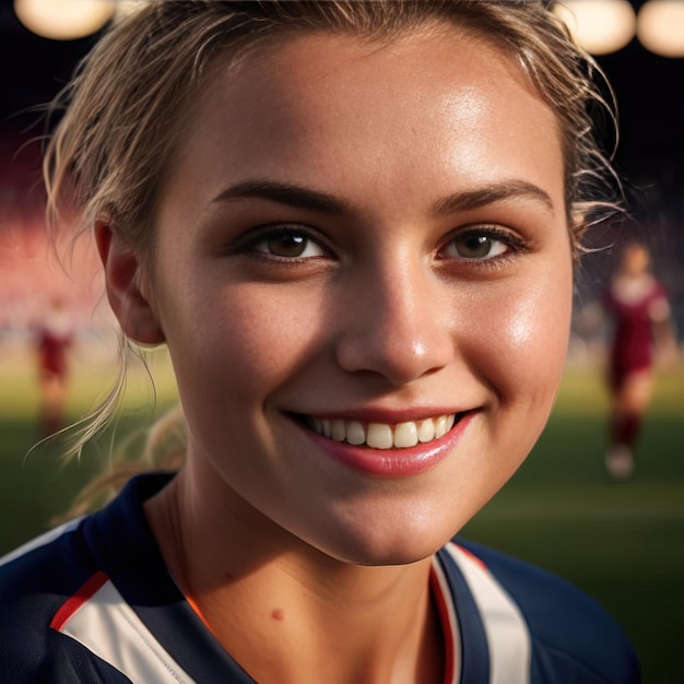 jugadora de fútbol mujer sonriendo