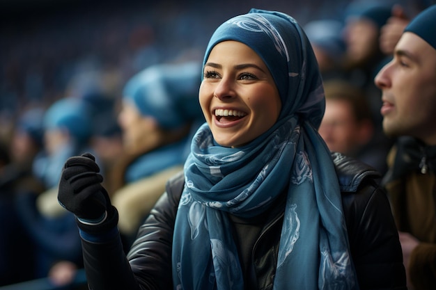 Jugadora de fútbol musulmana con hijab