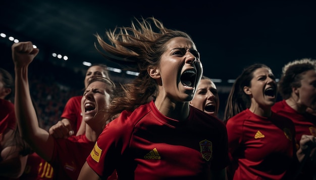 jugadoras de fútbol que muestran las emociones compartidas entre las jugadoras