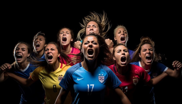 jugadoras de fútbol que muestran las emociones compartidas entre las jugadoras