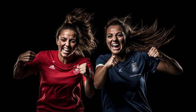 jugadoras de fútbol que muestran las emociones compartidas entre las jugadoras