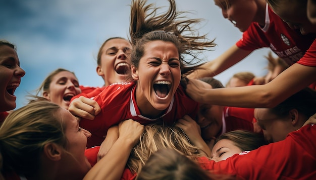 jugadoras de fútbol que muestran las emociones compartidas entre las jugadoras