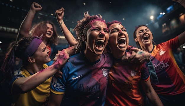 jugadoras de fútbol que muestran las emociones compartidas entre las jugadoras