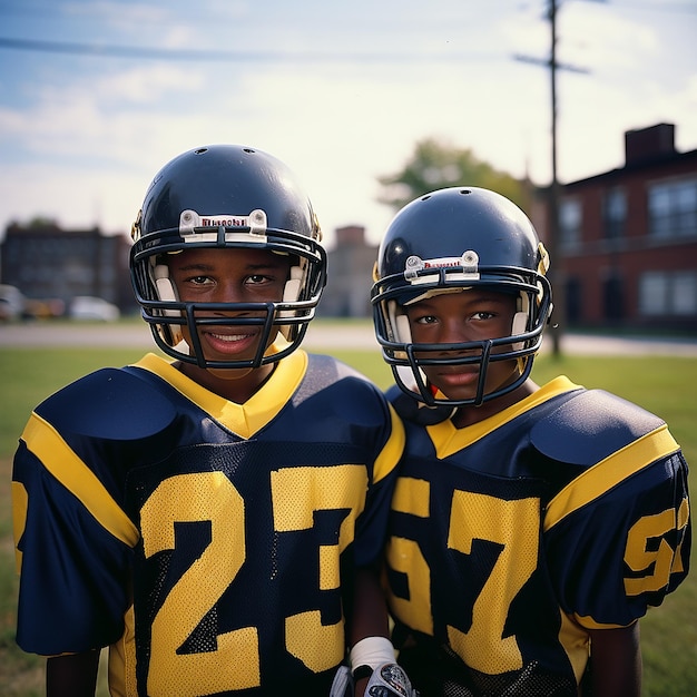 Jugadores de fútbol americano con uniformes