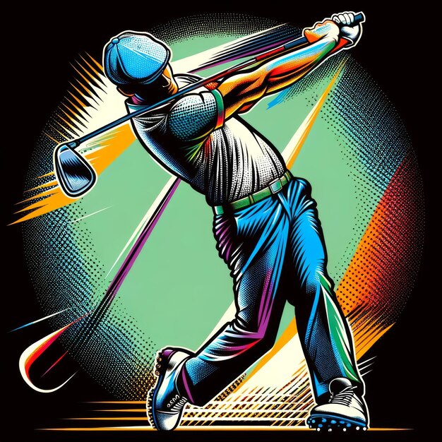 Los jugadores de golf dinámicos ilustran el poderoso swing